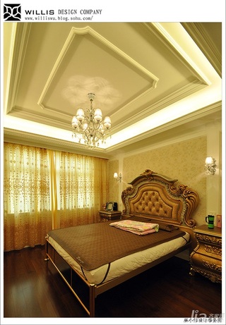 巫小伟欧式风格别墅奢华豪华型140平米以上卧室吊顶床图片