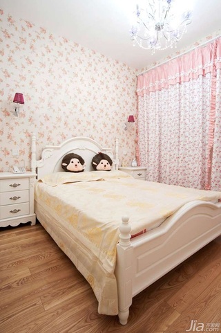 田园风格一居室富裕型卧室卧室背景墙床图片