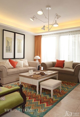 三米设计简约风格公寓唯美经济型130平米客厅沙发婚房平面图