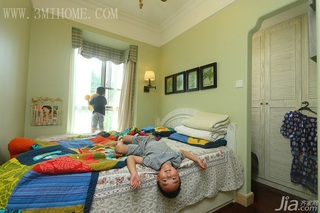 三米设计田园风格公寓经济型140平米以上卧室床图片