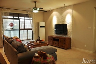 中式风格二居室富裕型80平米客厅电视背景墙电视柜图片