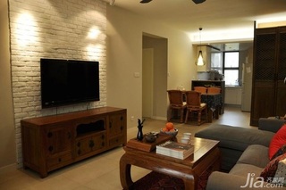 中式风格二居室富裕型80平米客厅电视背景墙电视柜图片