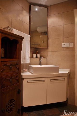 中式风格二居室富裕型80平米卫生间洗手台图片