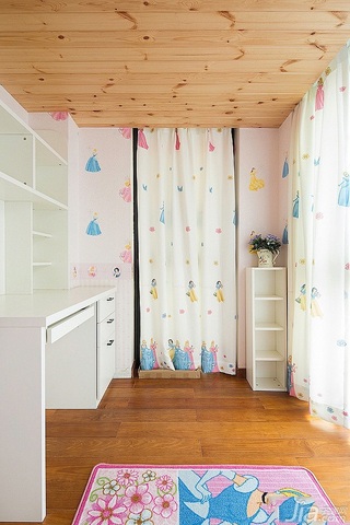 简约风格二居室富裕型100平米儿童房书桌图片