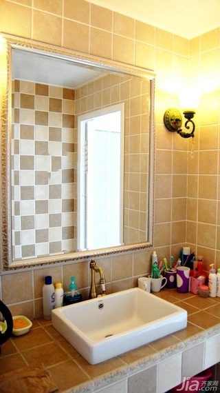 混搭风格二居室富裕型80平米卫生间洗手台图片