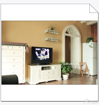 美式乡村风格公寓唯美经济型120平米客厅电视柜效果图