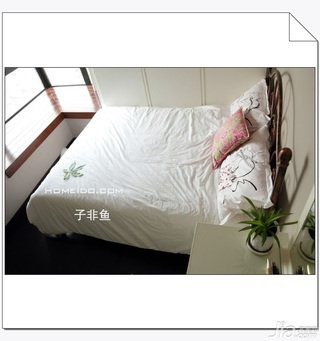 美式乡村风格公寓经济型120平米卧室飘窗床效果图