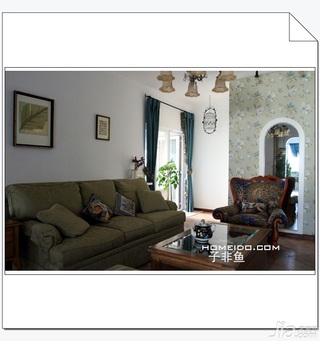 美式乡村风格公寓经济型120平米客厅沙发图片