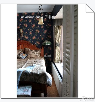 美式乡村风格公寓浪漫经济型120平米卧室飘窗床图片