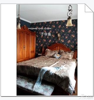 美式乡村风格公寓浪漫经济型120平米卧室床图片