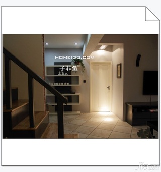 欧式风格小户型经济型60平米门厅楼梯电视柜效果图