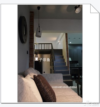 欧式风格小户型经济型60平米客厅楼梯沙发图片