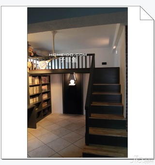 欧式风格小户型经济型60平米书房楼梯书架图片