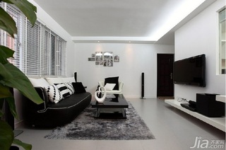 简约风格二居室简洁黑白富裕型90平米客厅吊顶沙发图片