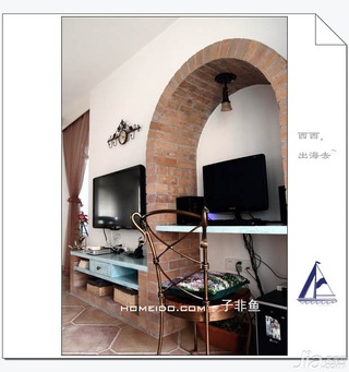 地中海风格公寓实用富裕型80平米客厅电视柜图片