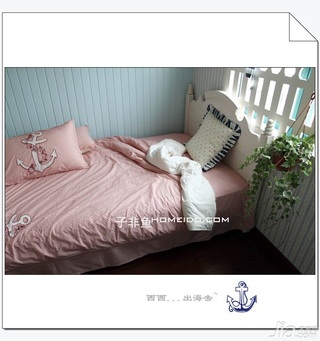 地中海风格公寓富裕型80平米卧室床图片