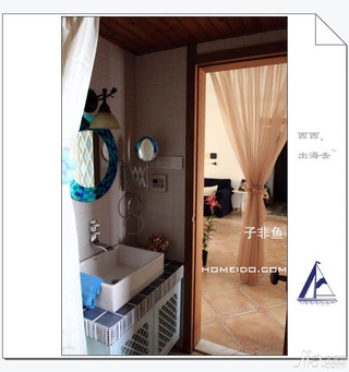 地中海风格公寓富裕型80平米卫生间洗手台图片