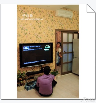 田园风格小户型经济型50平米客厅电视背景墙电视柜图片