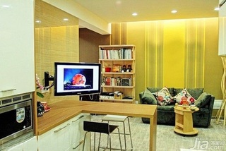 简约风格一居室富裕型70平米客厅吧台沙发婚房设计图