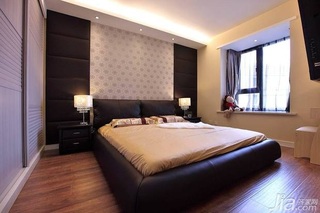 简约风格二居室富裕型80平米卧室卧室背景墙床图片