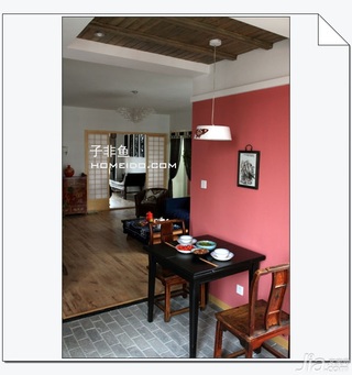 中式风格公寓经济型100平米餐厅吊顶餐桌图片