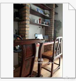 中式风格公寓艺术经济型100平米书房书桌图片