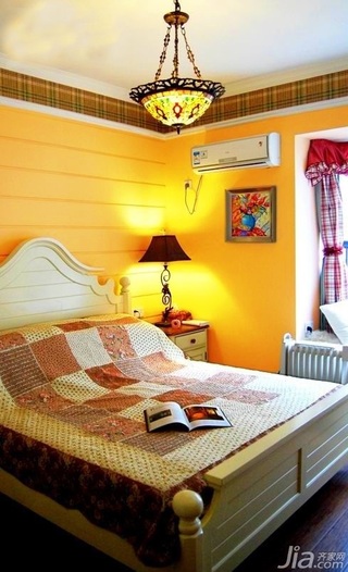 田园风格二居室富裕型70平米卧室卧室背景墙床效果图