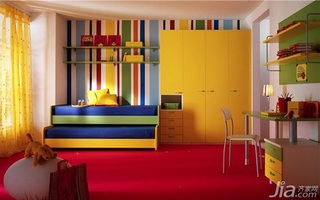 简约风格三居室富裕型120平米儿童房卧室背景墙儿童床图片