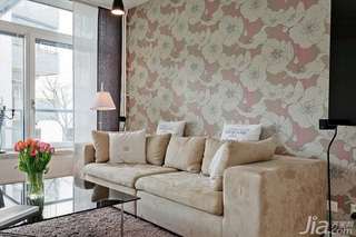 北欧风格一居室富裕型70平米客厅沙发背景墙沙发效果图
