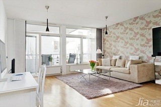 北欧风格一居室富裕型70平米客厅沙发背景墙沙发图片