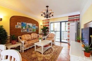 田园风格二居室经济型80平米客厅沙发背景墙沙发效果图