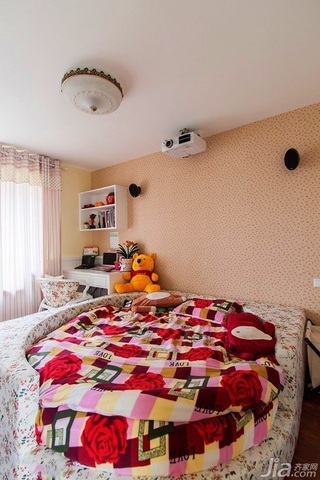 田园风格二居室经济型80平米卧室卧室背景墙床图片