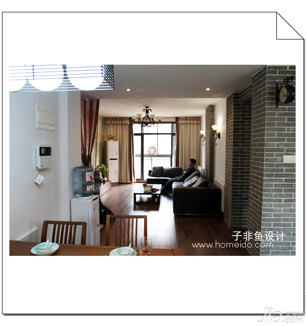 子非鱼,公寓装修,100平米装修,经济型装修,中式风格,客厅,沙发,茶几,灯具,餐桌,实用
