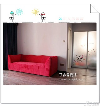 混搭风格公寓红色经济型80平米客厅沙发图片