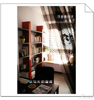 混搭风格公寓经济型80平米书房飘窗书桌图片