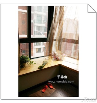 混搭风格公寓唯美经济型80平米卧室飘窗窗帘图片