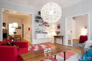 北欧风格二居室富裕型80平米客厅茶几效果图
