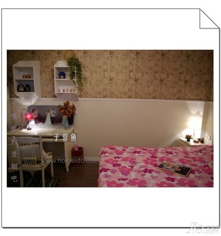 田园风格小户型浪漫经济型50平米卧室床旧房改造设计图纸