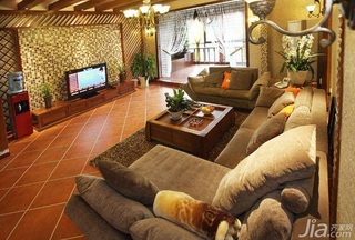 混搭风格二居室富裕型110平米客厅电视背景墙沙发图片