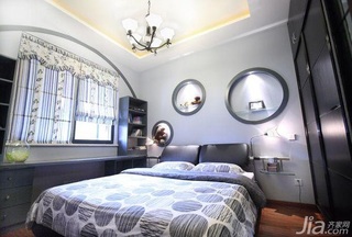 混搭风格二居室富裕型110平米卧室卧室背景墙床图片