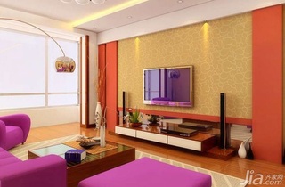 简约风格富裕型130平米客厅电视背景墙茶几图片