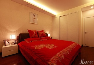 简约风格二居室富裕型90平米卧室吊顶床婚房平面图