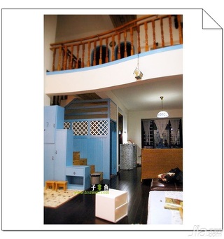 地中海风格复式富裕型140平米以上客厅楼梯沙发效果图