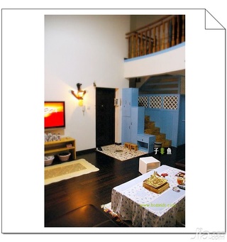 地中海风格复式富裕型140平米以上客厅楼梯沙发图片