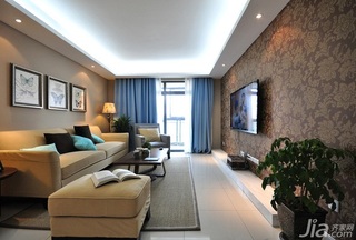 简约风格一居室富裕型70平米客厅电视背景墙沙发图片