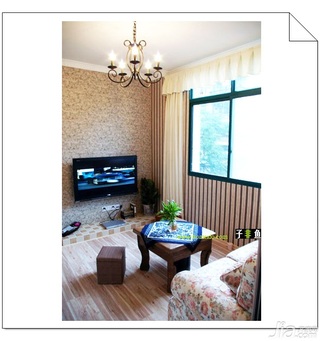 田园风格公寓浪漫经济型100平米客厅电视柜旧房改造设计图纸