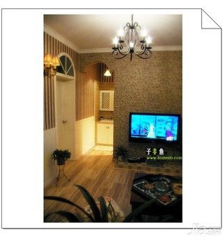 田园风格公寓浪漫经济型100平米客厅沙发旧房改造平面图