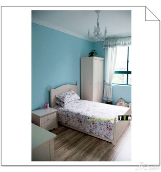 田园风格公寓可爱蓝色经济型100平米卧室床旧房改造家居图片