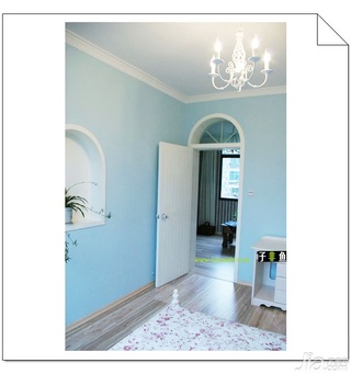 田园风格公寓小清新蓝色经济型100平米卧室床旧房改造家居图片