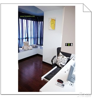 混搭风格公寓经济型60平米卧室飘窗书桌效果图